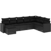 Sofos komplektas su pagalvėlėmis, 8 dalių, juodas, poliratanas