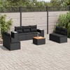 Sofa Sofos komplektas su pagalvėlėmis, 8 dalių, juodas, poliratanas
