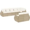 Lauko baldų komplektas Sofos komplektas su pagalvėlėmis, 8 dalių, smėlio, poliratanas