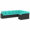 Sofa Sofos komplektas su pagalvėlėmis, 9 dalių, juodas, poliratanas