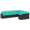 Sofa Sofos komplektas su pagalvėlėmis, 9 dalių, juodas, poliratanas