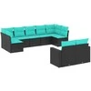 Sofa Sofos komplektas su pagalvėlėmis, 9 dalių, juodas, poliratanas