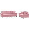 Sofa Sofos komplektas su pagalvėmis, 2 dalių, rožinis, aksomas