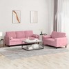 Sofa Sofos komplektas su pagalvėmis, 2 dalių, rožinis, aksomas