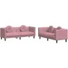 Sofa Sofos komplektas su pagalvėmis, 2 dalių, rožinis, aksomas