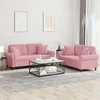 Sofa Sofos komplektas su pagalvėmis, 2 dalių, rožinis, aksomas