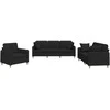 Sofa Sofos komplektas su pagalvėmis, 3 dalių, juodas, audinys