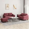 Sofa Sofos komplektas su pagalvėmis, 3 dalių, vyno, audinys