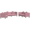 Sofa Sofos komplektas su pagalvėmis, 3 dalių, rožinis, aksomas