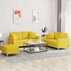 Sofa Sofos komplektas su pagalvėmis, 3 dalių, geltonas, audinys