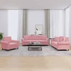 Sofa Sofos komplektas su pagalvėmis, 3 dalių, rožinis, aksomas