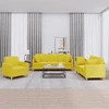 Sofa Sofos komplektas su pagalvėmis, 3 dalių, geltonas, audinys