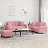 Sofa Sofos komplektas su pagalvėmis, 3 dalių, rožinis, aksomas