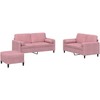 Sofa Sofos komplektas su pagalvėmis, 3 dalių, rožinis, aksomas
