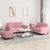 Sofa Sofos komplektas su pagalvėmis, 3 dalių, rožinis, aksomas