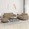 Sofa Sofos komplektas su pagalvėmis, 3 dalių, kapučino, dirbtinė oda