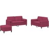 Sofa Sofos komplektas su pagalvėmis, 3 dalių, vyno, aksomas