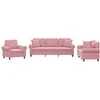 Sofa Sofos komplektas su pagalvėmis, 3 dalių, rožinis, aksomas