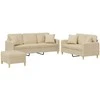 Sofa Sofos komplektas su pagalvėmis, 3 dalių, kreminis, audinys