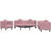 Sofa Sofos komplektas su pagalvėmis, 3 dalių, rožinis, aksomas