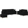 Sofa Sofos komplektas su pagalvėmis, 3 dalių, juodas, audinys