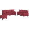 Sofa Sofos komplektas su pagalvėmis, 3 dalių, vyno, dirbtinė oda