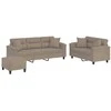 Sofa Sofos komplektas su pagalvėmis, 3 dalių, taupe, audinys