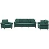Sofa Sofos komplektas su pagalvėmis, 3 dalių, žalias, aksomas