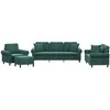 Sofa Sofos komplektas su pagalvėmis, 4 dalių, žalias, aksomas