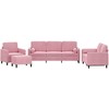 Sofa Sofos komplektas su pagalvėmis, 4 dalių, rožinis, aksomas