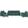 Sofa Sofos komplektas su pagalvėmis, 4 dalių, žalias, aksomas