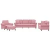 Sofa Sofos komplektas su pagalvėmis, 4 dalių, rožinis, aksomas
