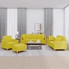 Sofa Sofos komplektas su pagalvėmis, 4 dalių, geltonas, audinys