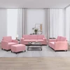 Sofa Sofos komplektas su pagalvėmis, 4 dalių, rožinis, aksomas