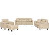 Sofa Sofos komplektas su pagalvėmis, 4 dalių, kreminis, audinys