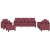Sofa Sofos komplektas su pagalvėmis, 4 dalių, vyno, audinys