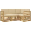 Sofų komplektai 4 pcs Balta ir kreminė 185,5 x 126,5 x 73 cm