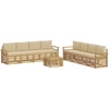 Sofų komplektai 9 pcs Balta ir kreminė 59 x 59 x 37 cm