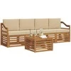 Lauko sofos komplektas su pagalve 5 pcs Gamta ir rusvai gelsvas