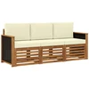 Sofa Sofų komplektai su pagalve 3 pcs Kietos akacijos mediena