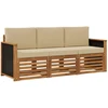 Sofa Sofų komplektai su pagalve 3 pcs Kietos akacijos mediena