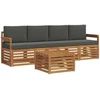 Lauko sofos komplektas 5 vnt. Natūralus ir antracitas