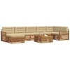 Sofa Lauko sofos komplektas su pagalve 8 pcs Natūralus ir bežinis