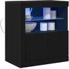 LED Bufetas Juoda 60,5 x 37 x 67 cm Apdirbta mediena
