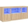 Šoninė spintelė su LED lemputėmis, ąžuolo, 142,5x37x67cm