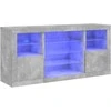 Šoninė spintelė su LED lemputėmis, betono pilka, 142,5x37x67cm