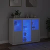 Šoninės spintelės su LED, 3vnt., baltos, apdirbta mediena