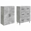 Spintelė 2 pcs Betono pilka 66 x 34,5 x 90 cm Apdirbta mediena