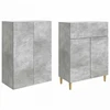 Spintelė 2 pcs Betono pilka 66 x 34,5 x 90 cm Apdirbta mediena
