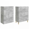 Spintelė 2 pcs Betono pilka 66 x 34,5 x 90 cm Apdirbta mediena